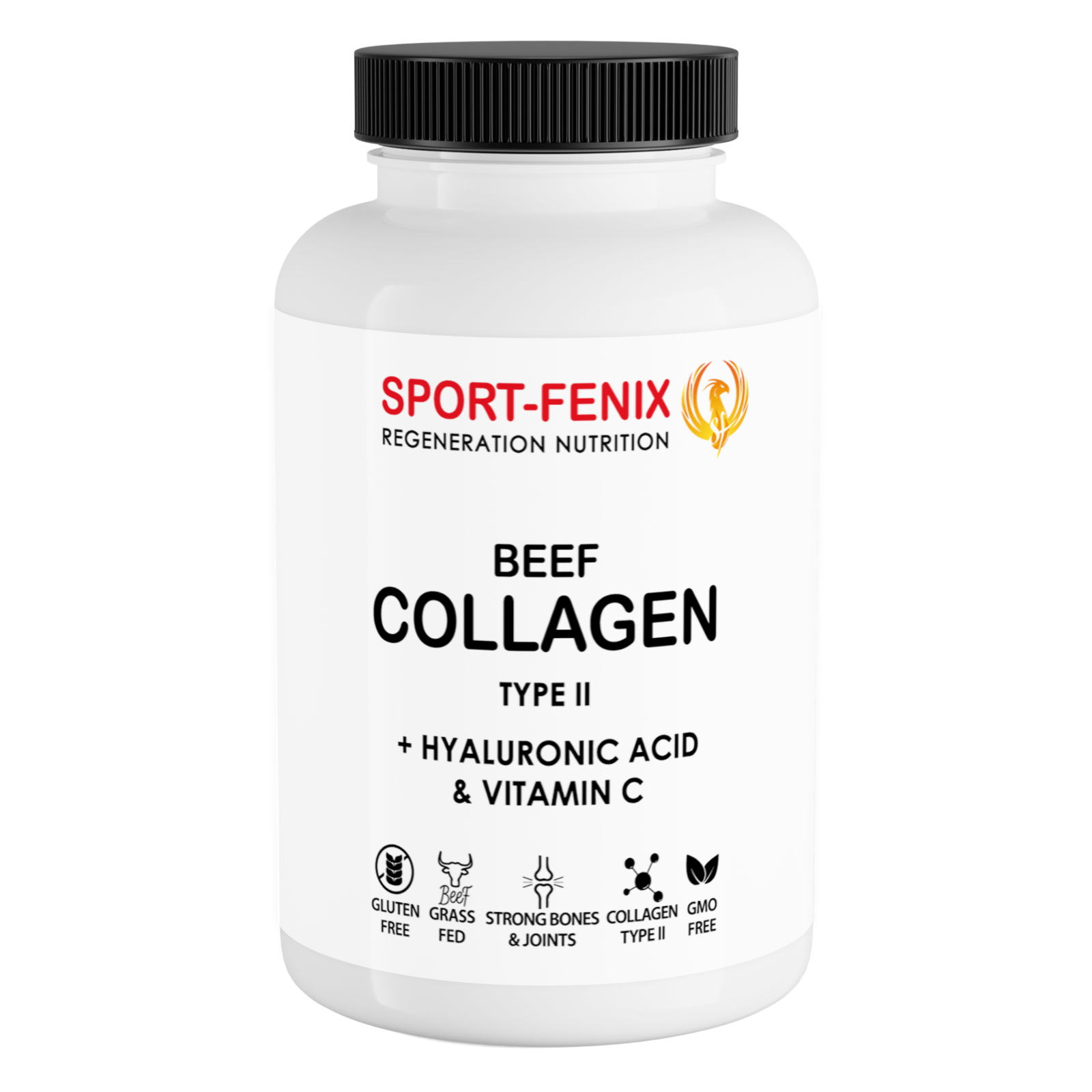 Колаген BEEF COLLAGEN, TYPE II з Гіалуроновою кислотою та Вітаміном С, 120 капсул