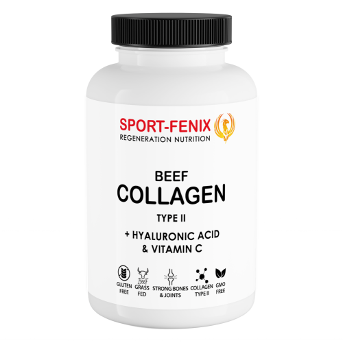 Колаген BEEF COLLAGEN, TM SPORT-FENIX TYPE II з Гіалуроновою кислотою та Вітаміном С, 120 капсул
