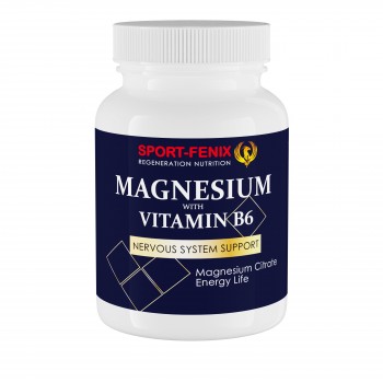 Магній з вітаміном В-6, Magnesium with Vitamin B6, SPORT-FENIX, 90 капсул 