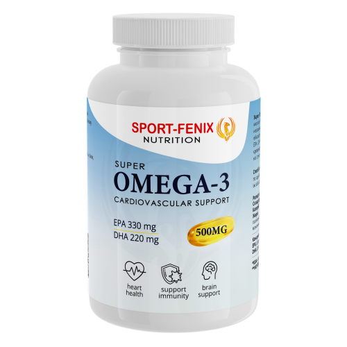 Жирні кислоти Концентрат риб’ячого жиру OMEGA-3 ТМ SPORT-FENIX, 500 мг EPA330 & DHA220, 120 капсул 